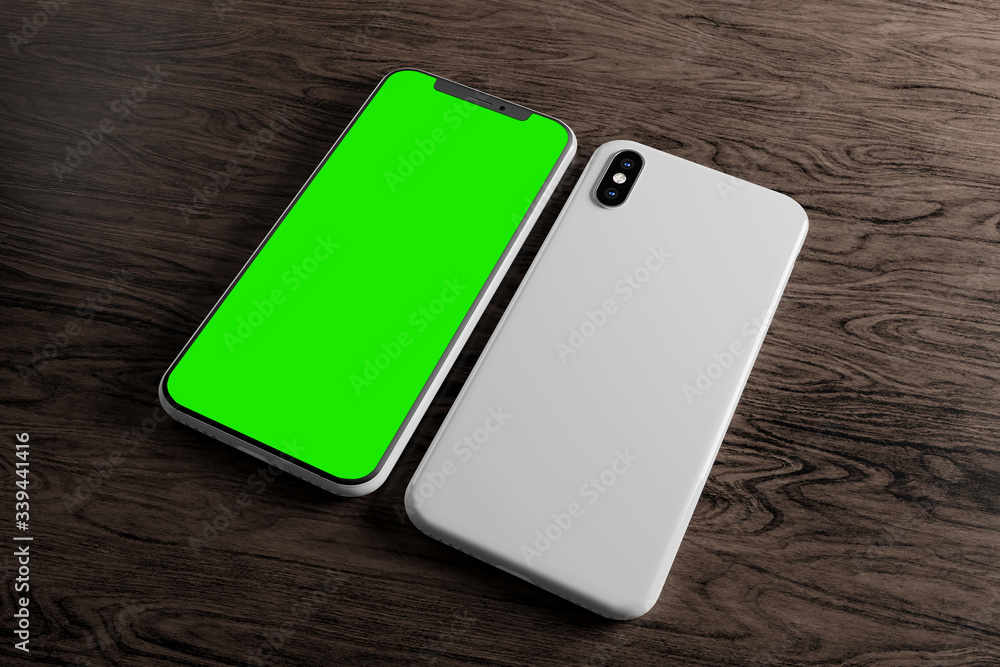 Poster smartphone screen and case mockup - 3d rendering