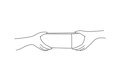 Obraz premium Concept package delivery. Line drawing vector illustration.