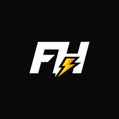 Initial Letter FH with Lightning