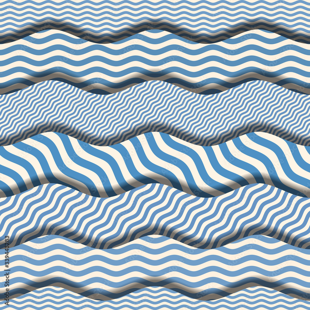 Poster Patchwork seamless pattern in marine style.