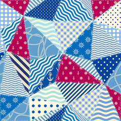 Obraz premium Patchwork seamless pattern in marine style.