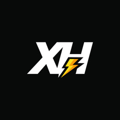 Initial Letter XH with Lightning