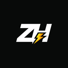 Initial Letter ZH with Lightning