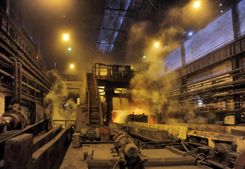 smelting of the metal in the foundry