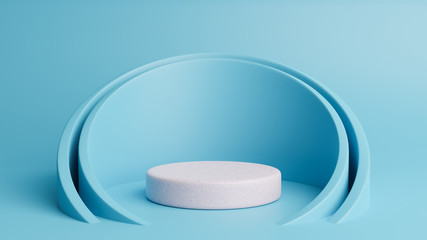 podium. abstract minimalism with blue background, 3d render