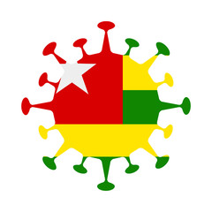 Togo flag in virus shape, symbolizing COVID-19 impact.