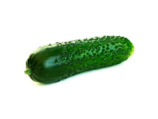 Isolated fresh green cucumber. Vegetable. vegan food. One whole cucumber isolated on white background