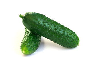 Isolated fresh green cucumbers. Vegetable. vegan food. whole cucumbers isolated on white background