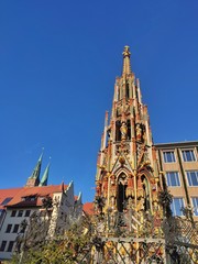 Fototapeta na wymiar Beautiful Fountain in Nuremberg, Germany