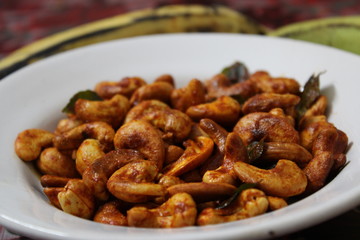 Chilly coated cashews.