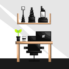 Flat illustration vector home office interior design for business element