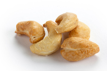 cashews nuts on a white background