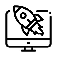 rocket computer control icon vector. rocket computer control sign. isolated contour symbol illustration