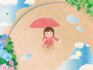 梅雨明け 風景 女の子のイラスト © SENRYU