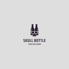 Skull Bottle logo template design in Vector illustration 