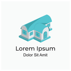 isometric house - isolated bungalow - rent house logo