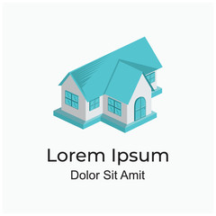Fototapeta premium isometric house - isolated bungalow - rent house logo