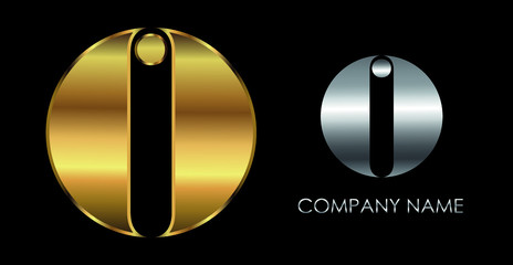 Golden font letter I.Luxury logo design.