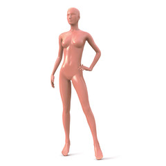 Vector female mannequin of beige color. Front side.