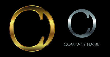 Golden font letter C.Luxury logo design.