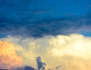 Beautiful closeup shot of dreamy clouds at sunset. 