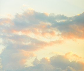 Beautiful closeup shot of dreamy clouds at sunset. 