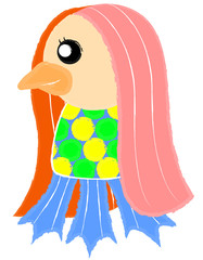 子供向けアマビエのイラスト 質感線画