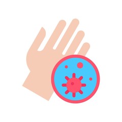 wash hand or hygiene related dirty hand with virus or bacteria plate vector in flat style,