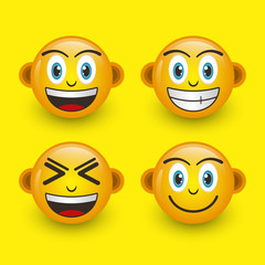 emoticon design with emoticon template smile face in 3d style Free Vector