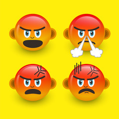 emoticon design with emoticon template angry face in 3d style Free Vector