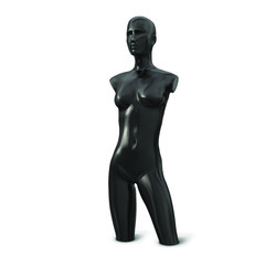 Body of female mannequin black color without hands and without legs. Vector illustration.
