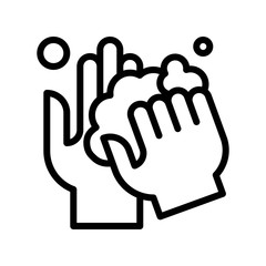 wash hand or hygiene related hands wash and rub with soap bubbles vector in lineal style,
