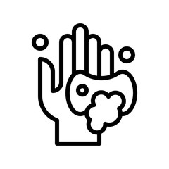 wash hand or hygiene related soap on hands with soap bubbles vector in lineal style,