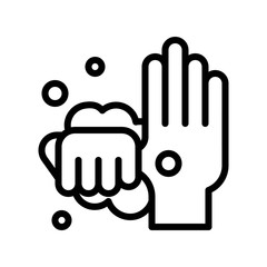 wash hand or hygiene related hands wash and rub with soap bubbles vector in lineal style,