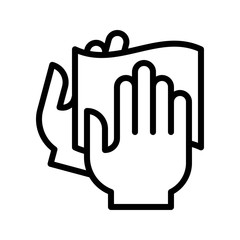 wash hand or hygiene related hands drying or wiping with tissue paper vector in lineal style,