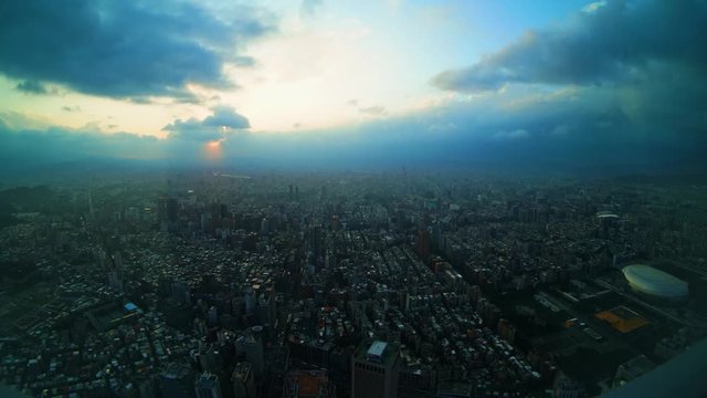 Time Lapse Of Whole City, Buildings, Road, Streets From Top Of Building Overlooking The Passage Of Sunset.
Time Lapse View Overlooking Whole City of Taiwan.
Time Lapse View On Top of Tallest Building