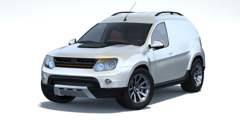 3D rendering of a brand-less generic concept suv car in studio environment