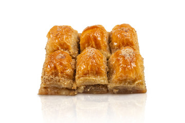 Delicious sweet baklava isolated on white background.