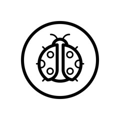 Ladybug. Outline icon in a circle. Animal vector illustration