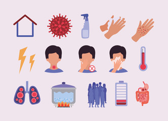 Covid 19 virus icon set vector design