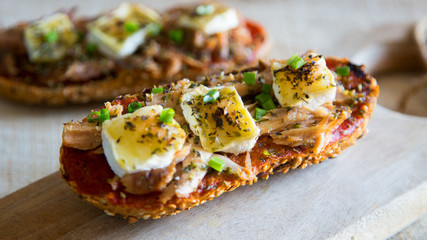 Toast with brie cheese and tuna