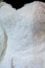 Lace and embroidery with beads on fabric