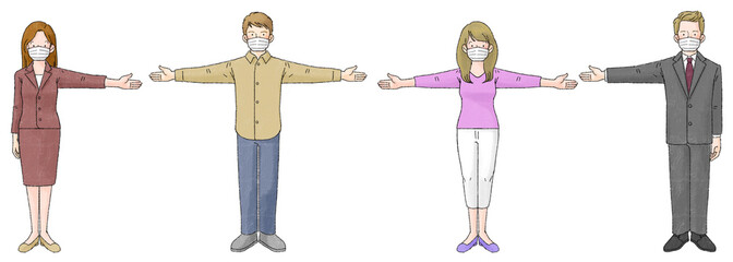 social distancing (COVID-19 Illustration of people keeping a distance to prevent the spread of coronavirus)

