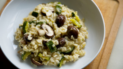 Italian Risotto with mushrooms and zucchini