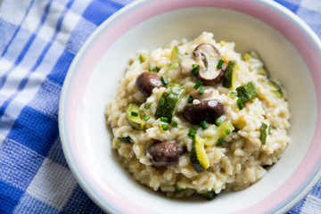 Italian Risotto with mushrooms and zucchini