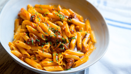 Macarroni alla siciliana with anchovies and tomato sauce