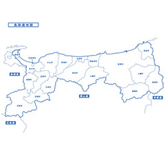 鳥取県地図 シンプル白地図 市区町村
