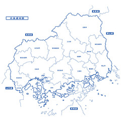 広島県地図 シンプル白地図 市区町村