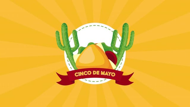 cinco de mayo celebration mexican with cactus and tacos