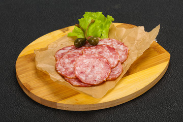Spanish Salchichon sausage with salad